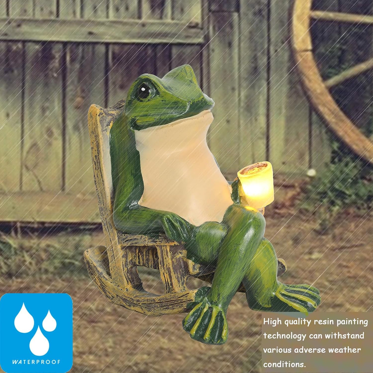 Miniature Frog Garden Statue Solar Light Outdoor Decor Frog Figurine for Outdoor Indoor Home Lawn
