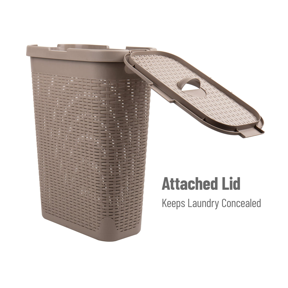 Mind Reader Slim Laundry Hamper with Lid, 40L Clothes Basket, Narrow Tapered Design with Ventilated