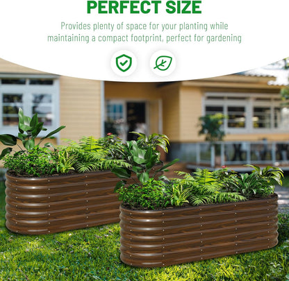 SnugNiture Galvanized Steel Raised Garden Bed, 6x2x2 ft, Outdoor Oval Deep Root Planter Box for