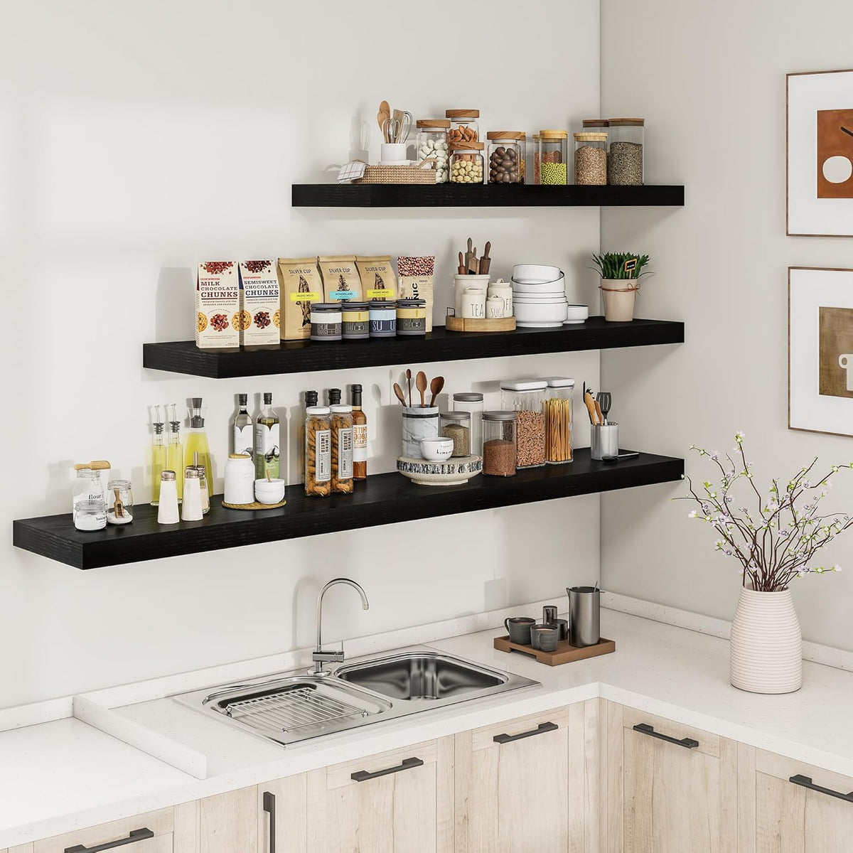 RICHFOCUS 72Inch Floating Shelves for Wall 1 Pack Shelves for Bedroom|Kitchen|Bathroom Wall Mounted