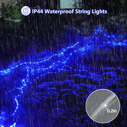 YEGUO 2 Packs Each 33ft 100 LED Solar Rope Lights Outdoor Waterproof, Solar Pool Light Blue, 8