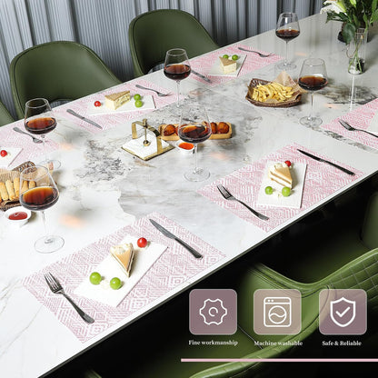 Vinyl Plastic Placemats Set of 6 Washable Heat Resistant Non-Slip Elegant Indoor Outdoor Kitchen