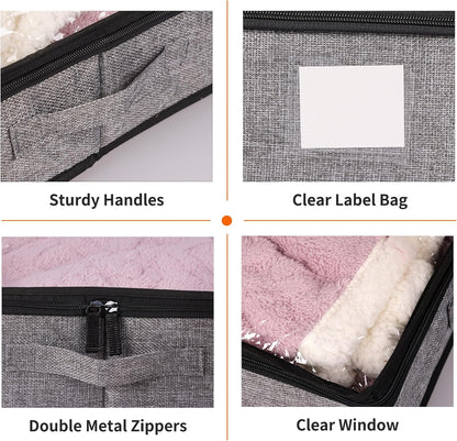 Fixwal 4 Pack Underbed Storage Containers, Below 4.5 Inches Low Profile Under Bed Organizer Clothes