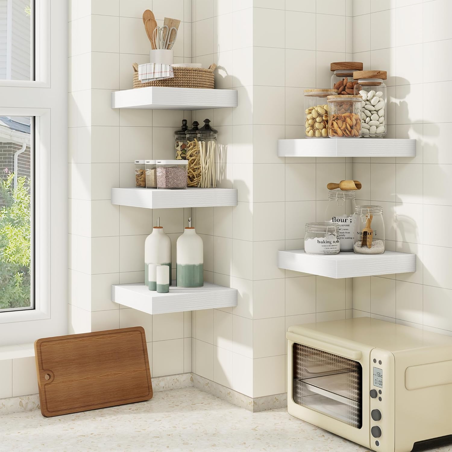 fuqing Floating Shelves for Wall, Bathroom Shelf Wall Mounted for Storage, Shelves with Invisible