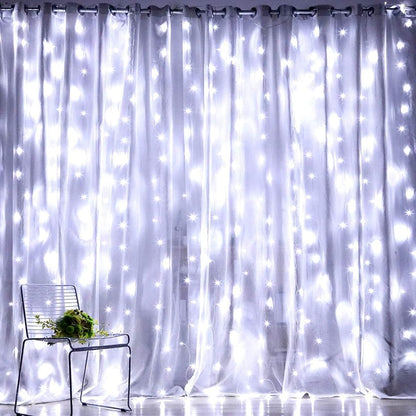 Dazzle Bright Curtain String Lights, 300 LED 9.8ft x 9.8ft 8 Lighting Modes Fairy Lights USB