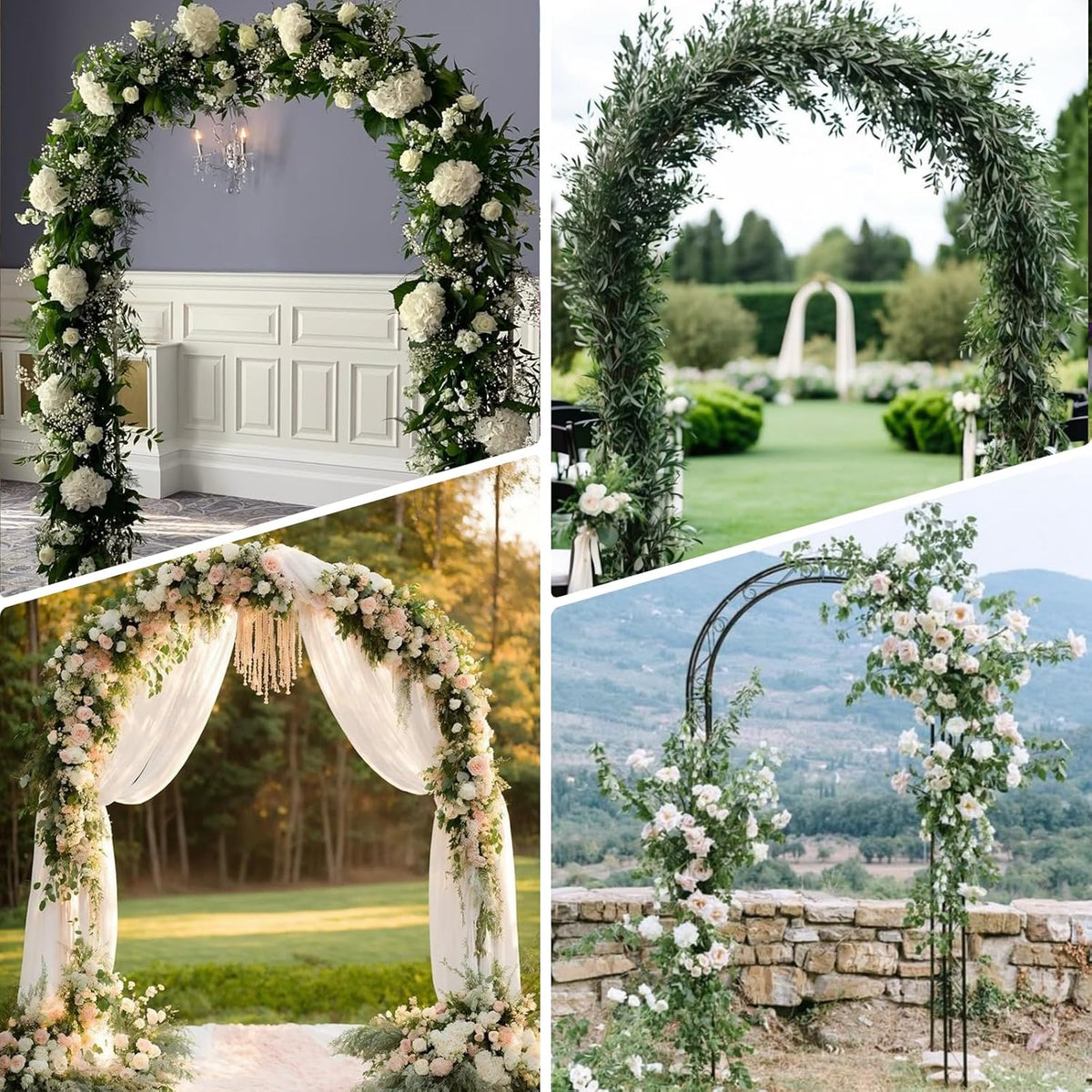 Metal Pergola Arbor Garden Arch - 4.6 * 7.8 or 6.4 * 7.5Ft, Assemble Freely 2 Sizes for Various