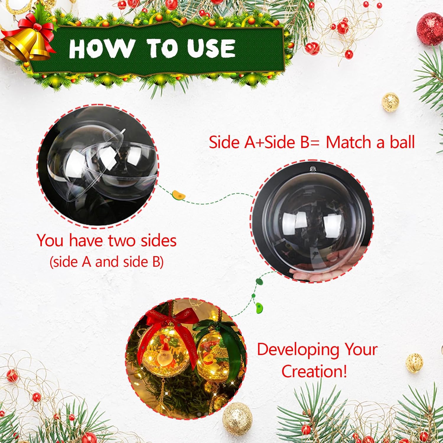 20PCS Christmas Ornaments,5CM Clear Plastic Ornaments Balls,Clear Christmas Ornament for