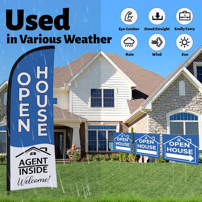 44 Pcs Open House Signs for Real Estate Agent Supplies, Double Sided Open House Flag Kit for