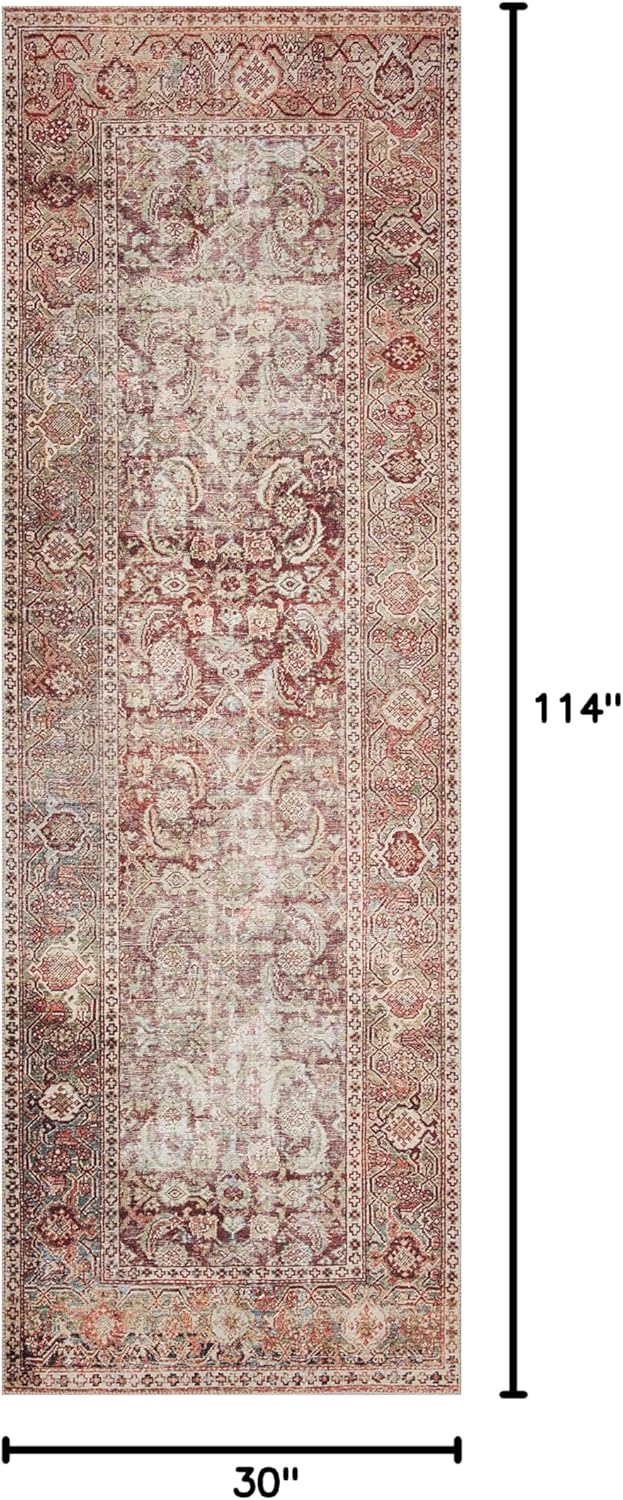 Loloi Layla Collection LAY-11 Cinnamon/Sage 2'-6" x 9'-6" .13" Thick Runner Rug, Soft, Durable