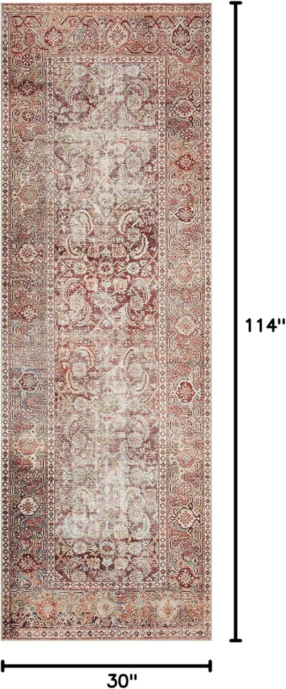 Loloi Layla Collection LAY-11 Cinnamon/Sage 2'-6" x 9'-6" .13" Thick Runner Rug, Soft, Durable
