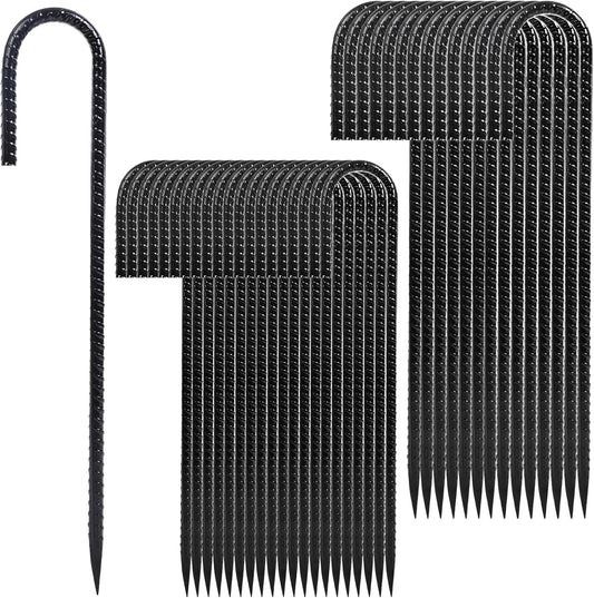 Rebar Stakes 12 inches 34-Pack Ground Stakes Heavy Duty J Hook Tent Stakes for Outdoor Decorations