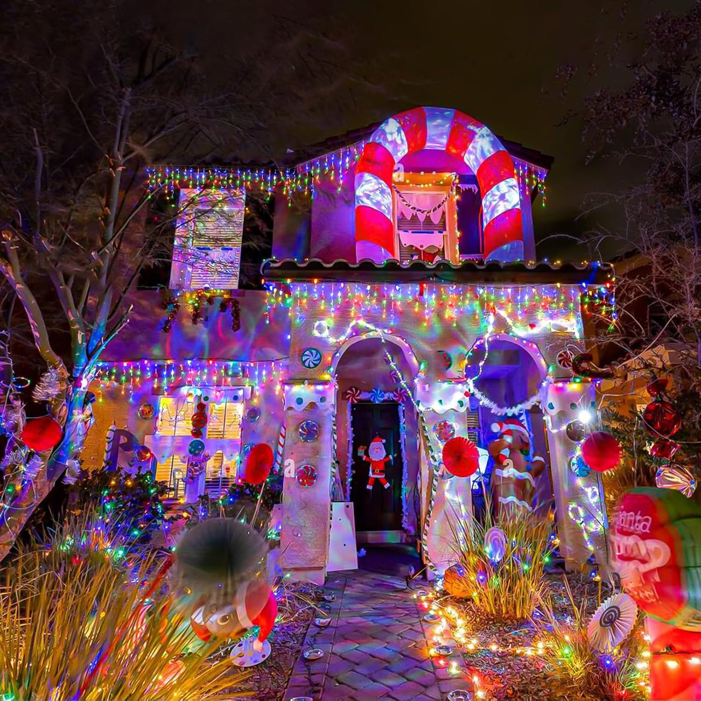 132 ft Christmas Lights -1280 LED Icicle Lights Outdoor with 240 Drops Hanging String Lights, 8