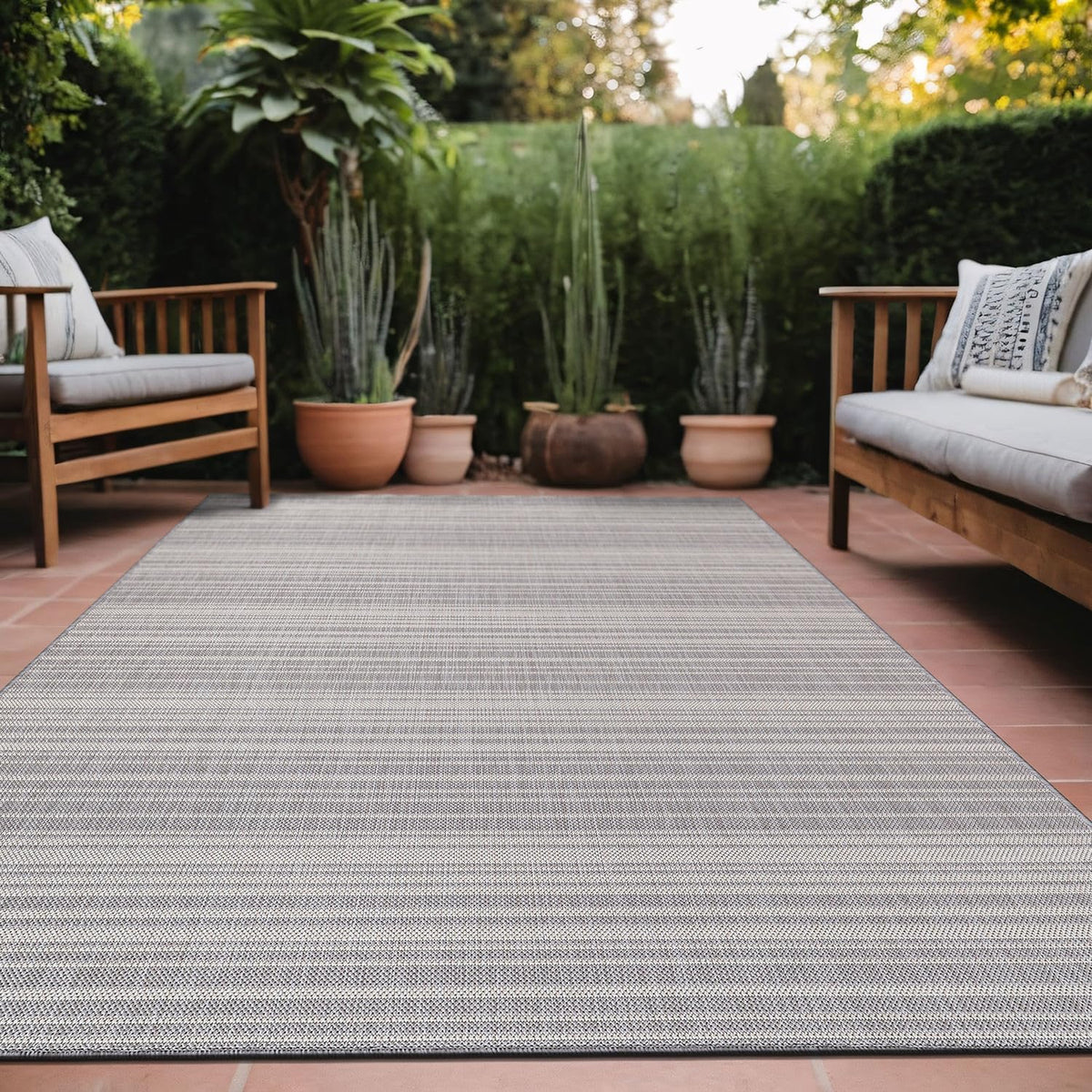 Stripe Outdoor Rug 9x12 Washable Outside Carpet for Indoor Patio Porch Waterproof Easy Cleaning Non