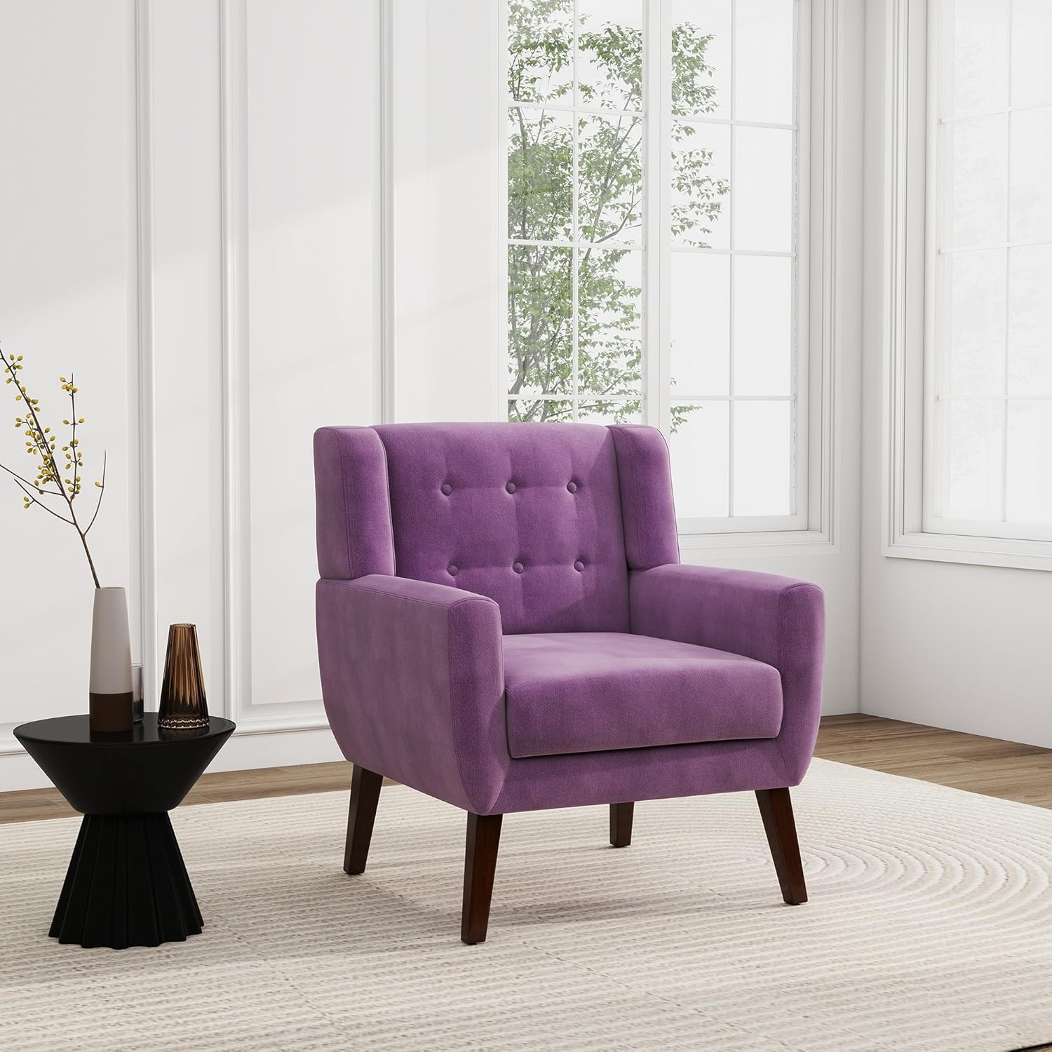 UIXE Accent Chairs Set of 2, Modern Upholstered Arm Chair, Mid-Century Club Armchair Comfy Single