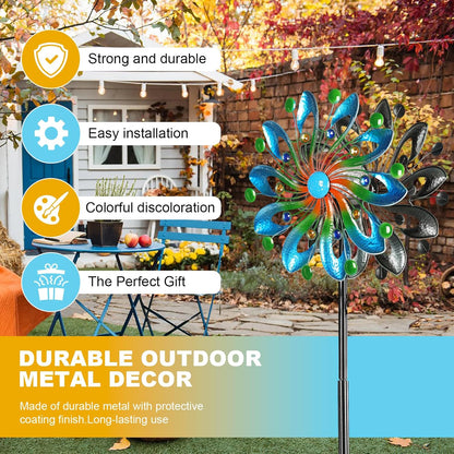 Wind Spinners for Yard and Garden - Wind Sculptures & Spinners, 75 Inch, Navy Blue, Kinetic Art