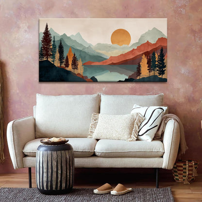 Tsomzxng Mountain Boho Wall Art For Bedroom Artwork Abstract Mountain Forest Landscapes Colorful