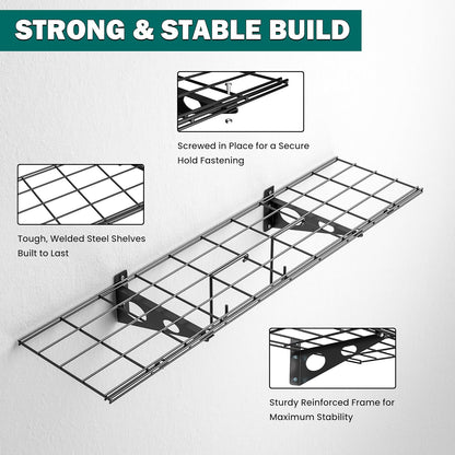 EVERHANGER Garage Wall Shelves, 12 X 48 Inch Wall Mounted Storage Shelves, Heavy Duty Metal