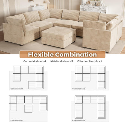 ovios Sectional Sofa Couch with U-Shape Chaise Sofa Bed, Comfy Modular Cloud Couches with Deep