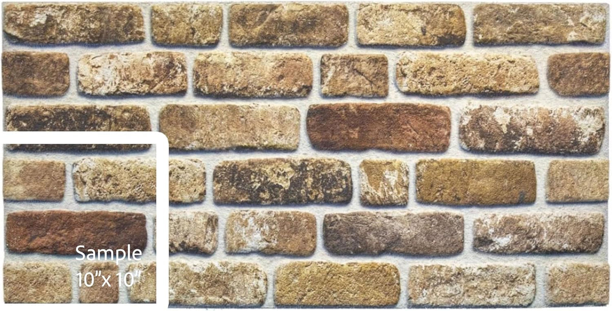 Dundee Deco 3D Wall Panels Faux Brick - Cladding Light Brown Stone Look Wall Paneling, Styrofoam