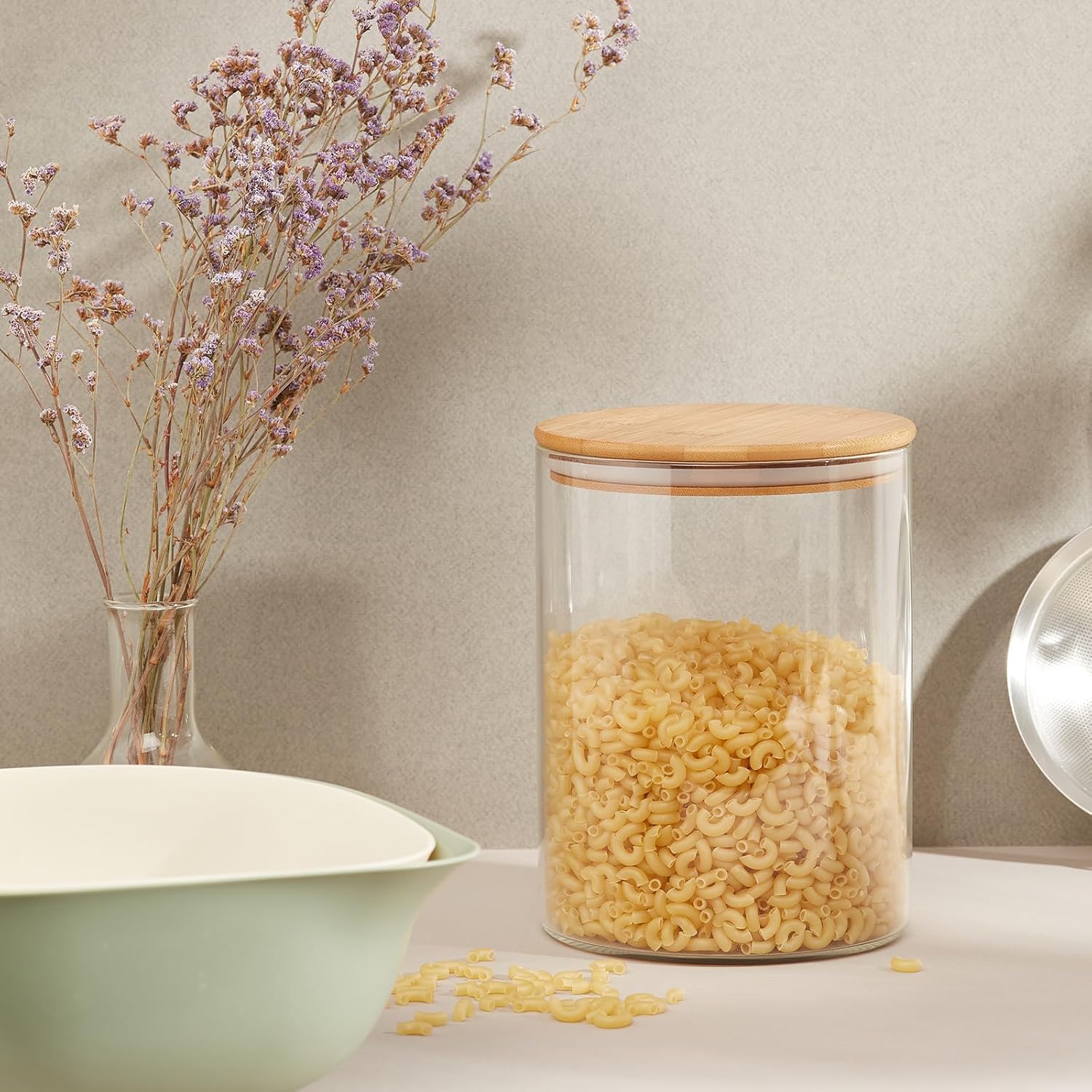 32oz Glass Food Storage Jars, Glass Jars with Bamboo Lids, Kitchen Storage Jars, Canisters with