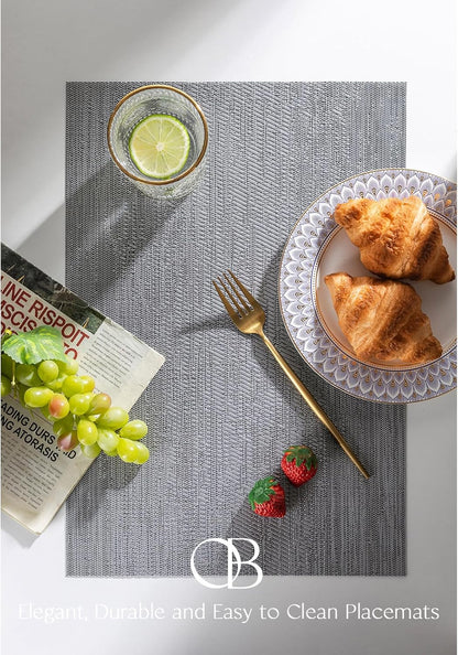 Placemats Set of 12 - Easy Clean Woven Vinyl Placemat for Dining Table, Indoor/Outdoor Place Mats