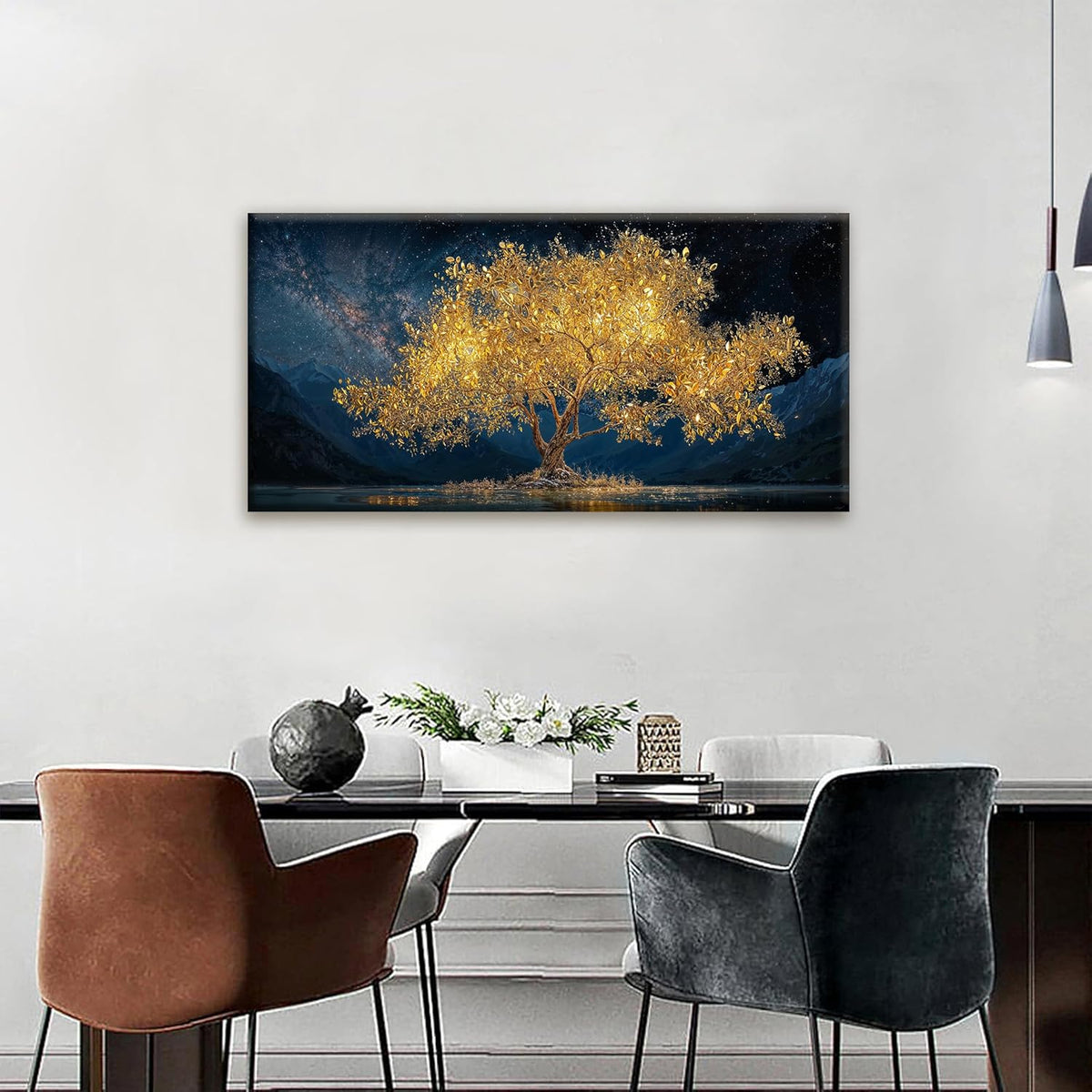 Tsomzxng Modern Canvas Wall Art Decor Print Paintings Gold Tree Of Life Landscape Painting Prints