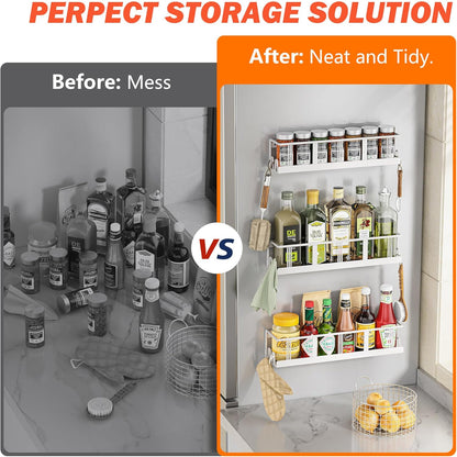 Spice Rack Wall Mounted 3 Pack, Space-Saving Spice Organizer for Spice Jars and Seasonings,Screw or