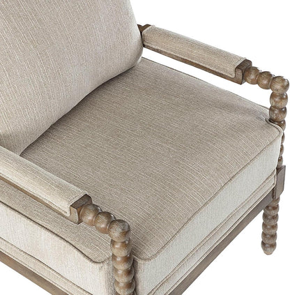 DUHOME Linen Fabric Spindle Accent Chairs Set of 2,Spool Chairs with High Resilience Spring Cushion