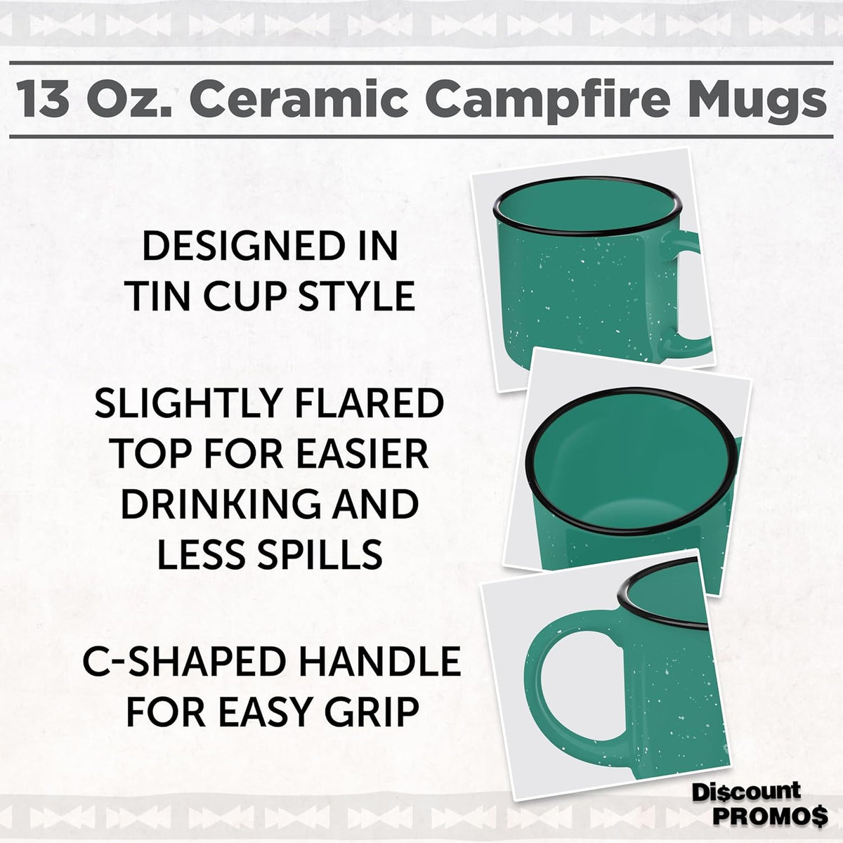 DISCOUNT PROMOS Ceramic Campfire Coffee Mugs 13 oz. Set of 10, Bulk Pack - Perfect for Tea