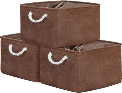 TheWarmHome Organization and Storage Basket for Organizing - 17x14x10 inch 3 Pack Fabric Storage