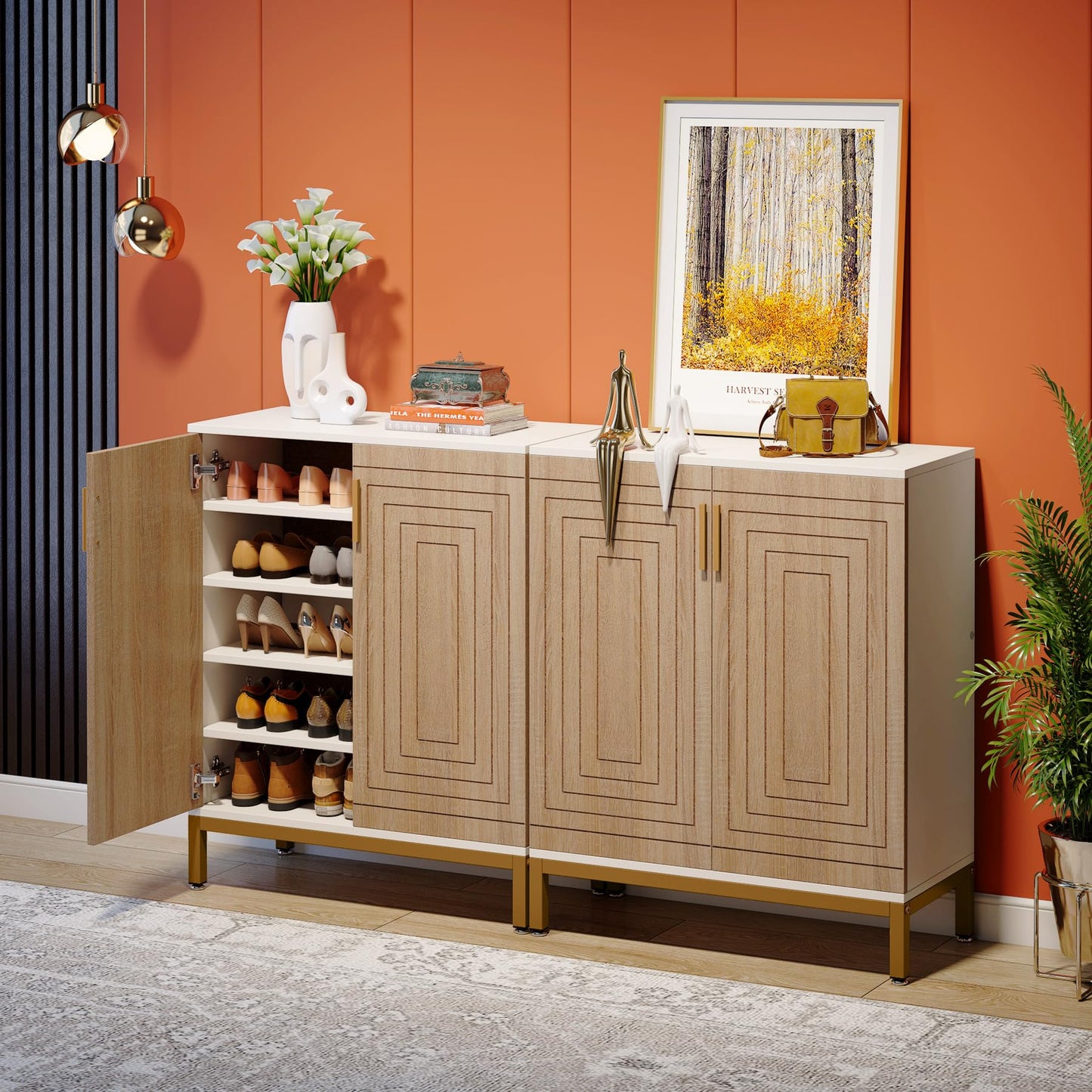 Tribesigns Shoe Cabinet with Doors, 20 Pairs Entryway Shoe Storage Cabinet with Shelves, 5-Tier