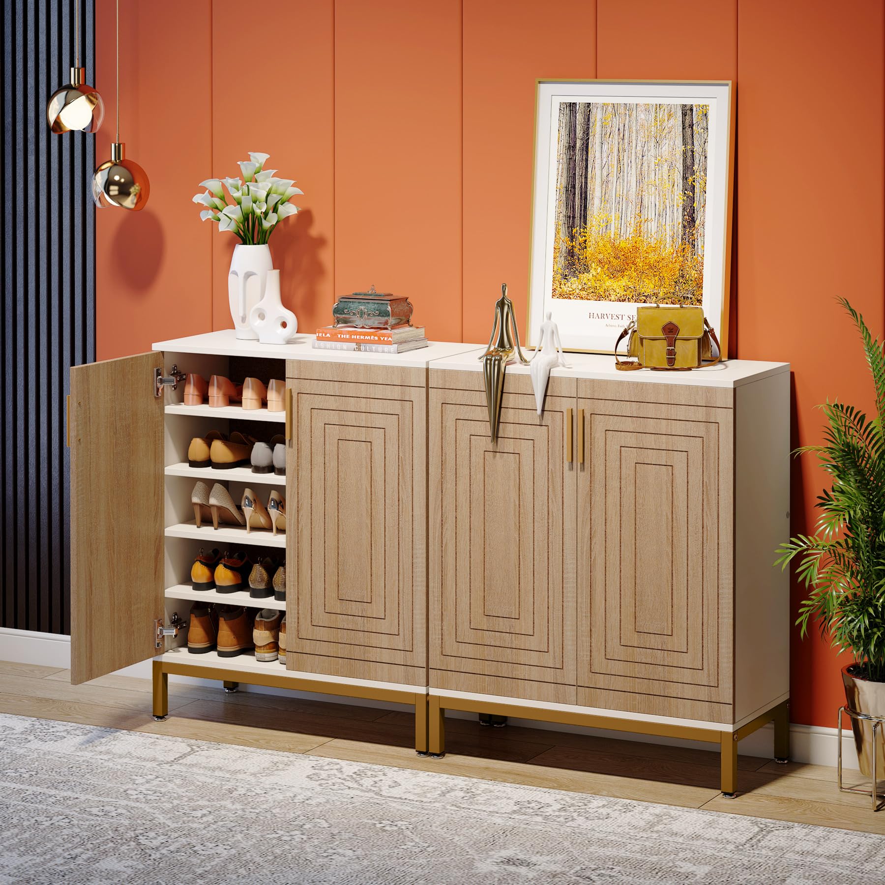 Tribesigns Shoe Cabinet with Doors, 20 Pairs Entryway Shoe Storage Cabinet with Shelves, 5-Tier