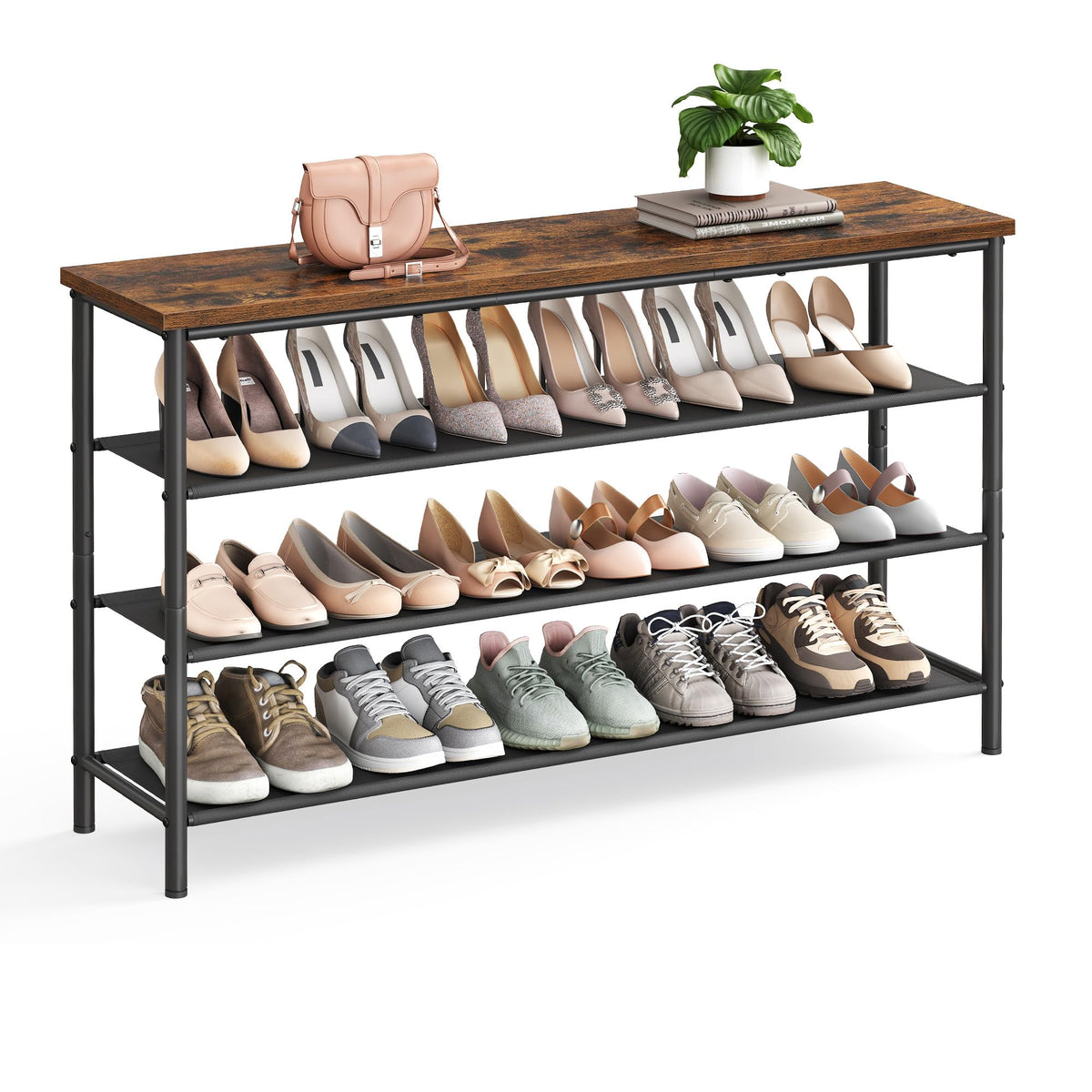 VASAGLE Shoe Rack, 4-Tier Shoe Storage Organizer for Entryway and Closet, Holds 15-18 Pairs of