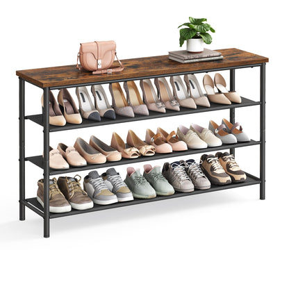 VASAGLE Shoe Rack, 4-Tier Shoe Storage Organizer for Entryway and Closet, Holds 15-18 Pairs of