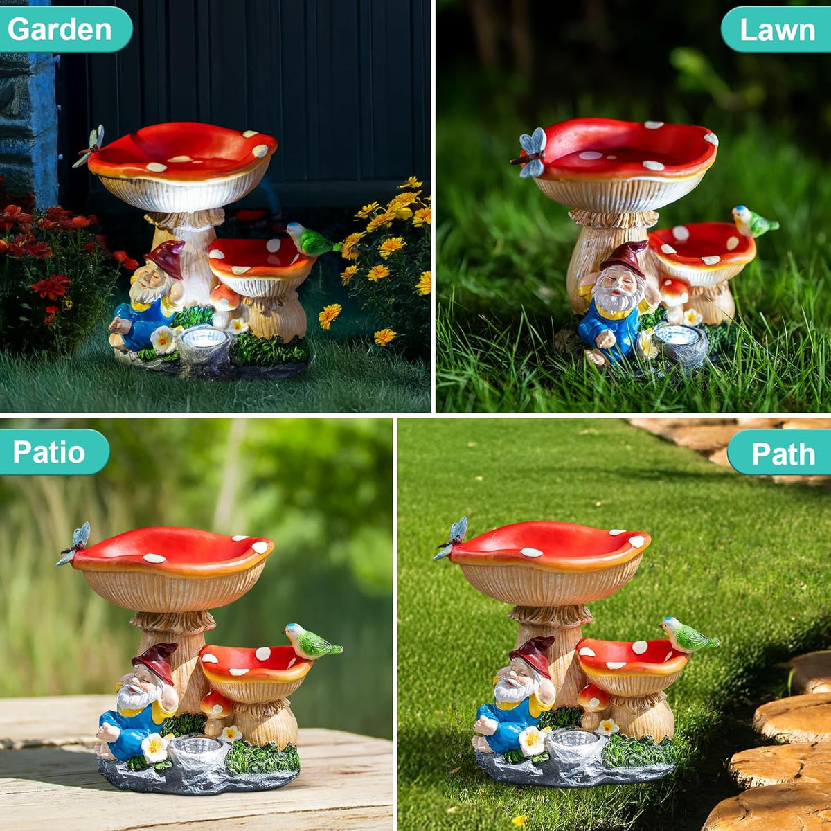 Solar Gnome Statues Figurine Lights - Garden Lighting Outdoor Decorations, Gnome Sleeping Under