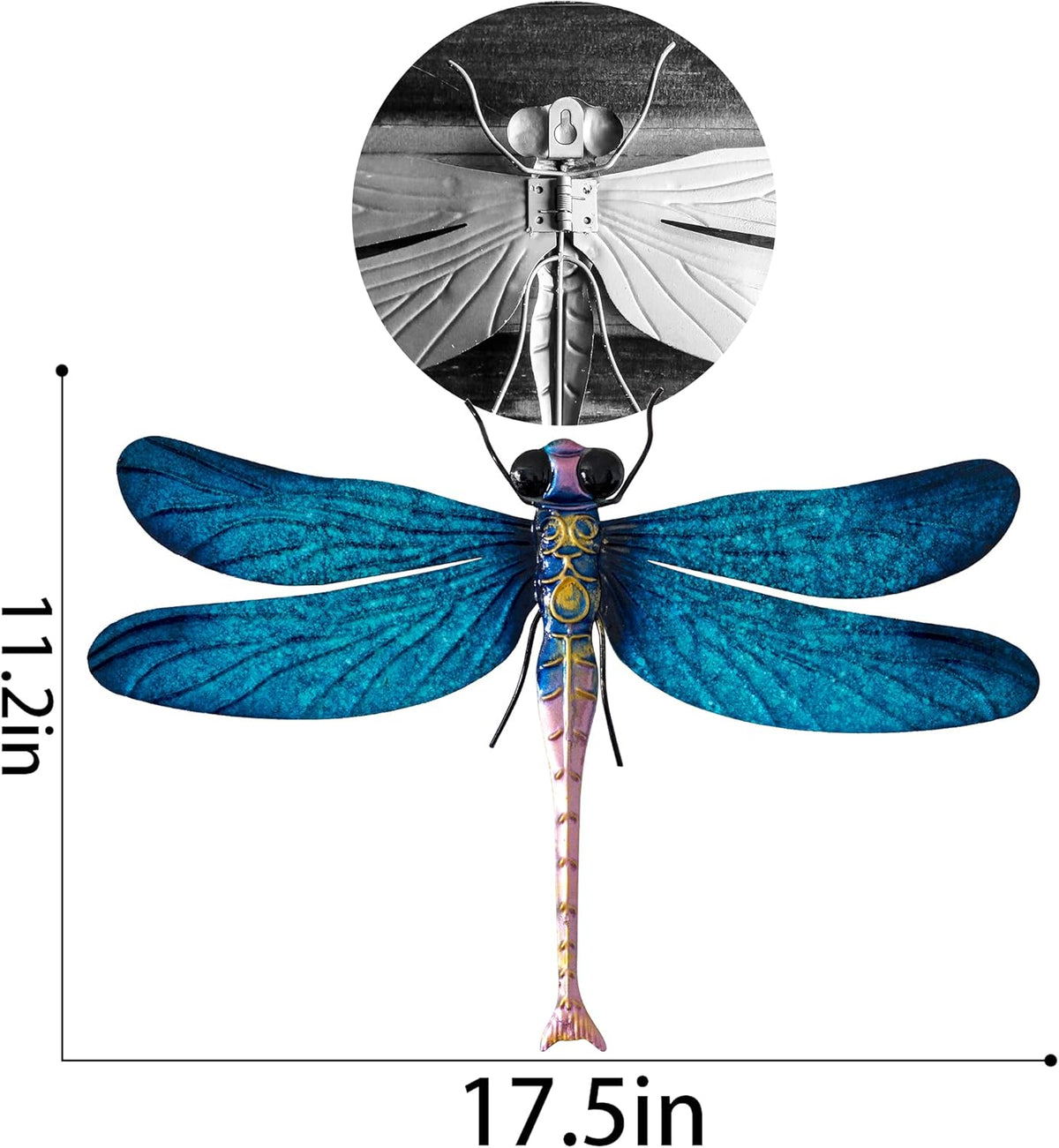Metal Dragonfly Garden Art Decorations,-17.5 inches Outdoor Hanging Wall Decor Sculptures for Home