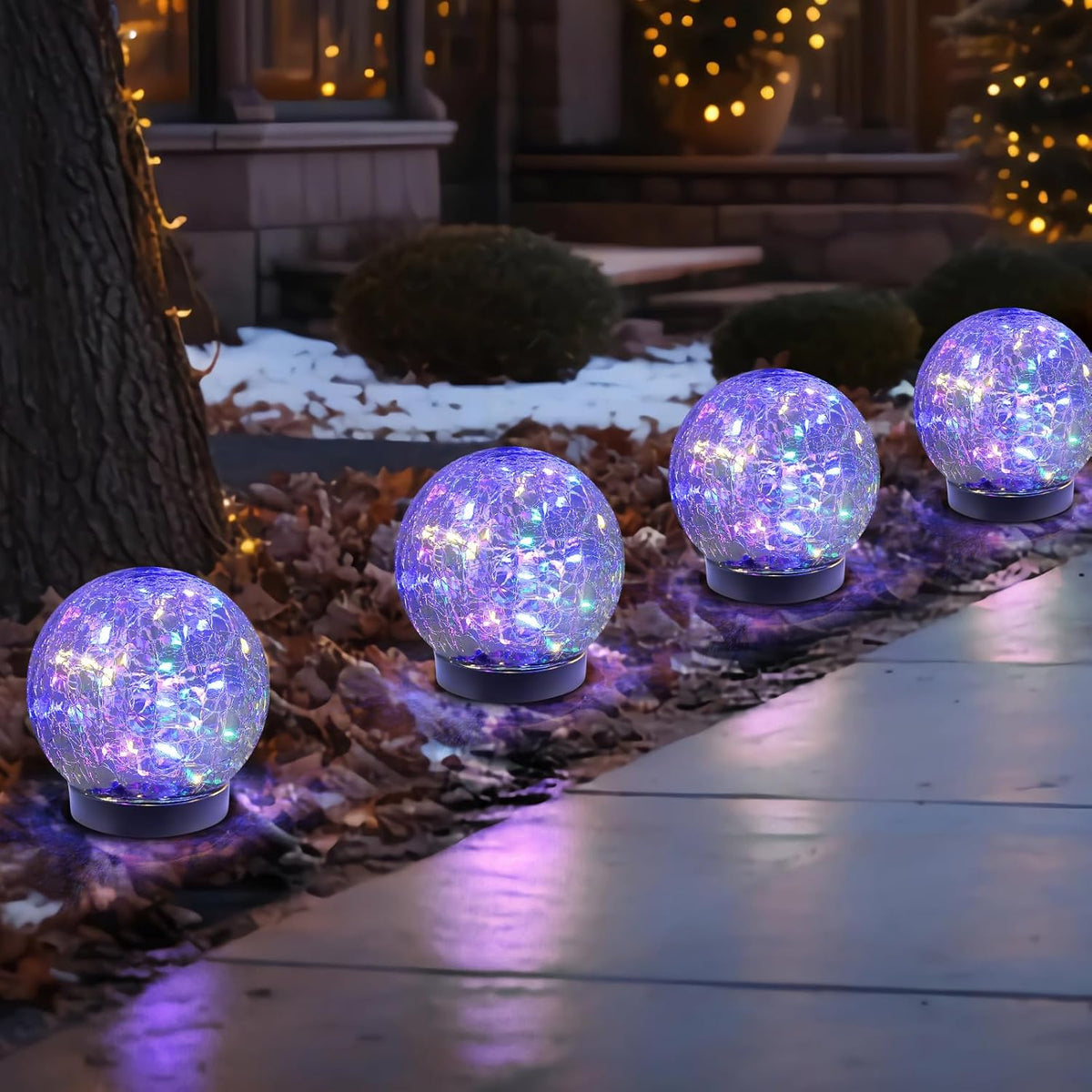 Solar Globe Lights Outdoor Waterproof-Solar Balls-Solar Garden Lights-Orbs for Outside 4 Pack