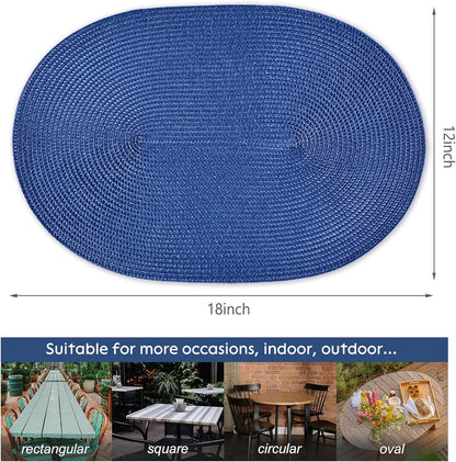 AHHFSMEI Placemats Set of 4 for Dining Table Washable Woven Vinyl Non-Slip 18x12 inches Placemat