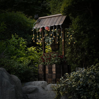 Garden Wooden Decor Rustic Wishing Well with Light Planter Outdoor Home Décor for Patio, Upgrade