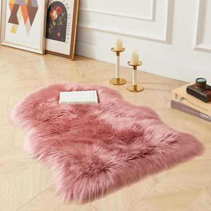AMTOVO Faux Fur Rug, Blush Pink Small Area Rug, Fluffy Sheepskin Rug, Fuzzy Ultra Soft 2 x 3 ft