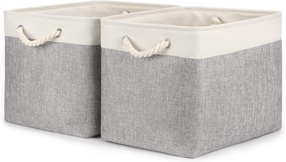Bidtakay Storage Baskets for Organizing Large Storage Bins for Shelves 2 Pack 16x12 in Fabric
