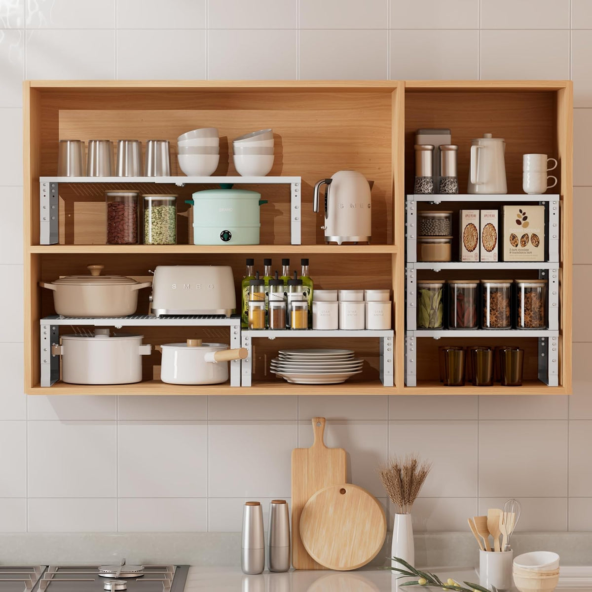 Metal Stackable Expandable Storage Shelf - Multi-Functional Home Storage Shelf, Suitable for
