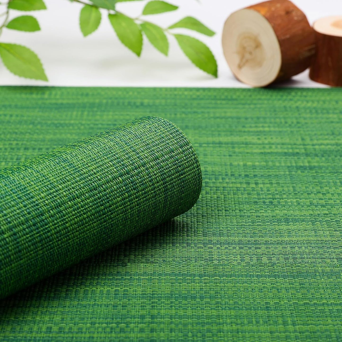 Myir JUN Placemats Set of 6, Vinyl Woven Placemats Place Mats Indoor Washable Table Mats Non-Slip
