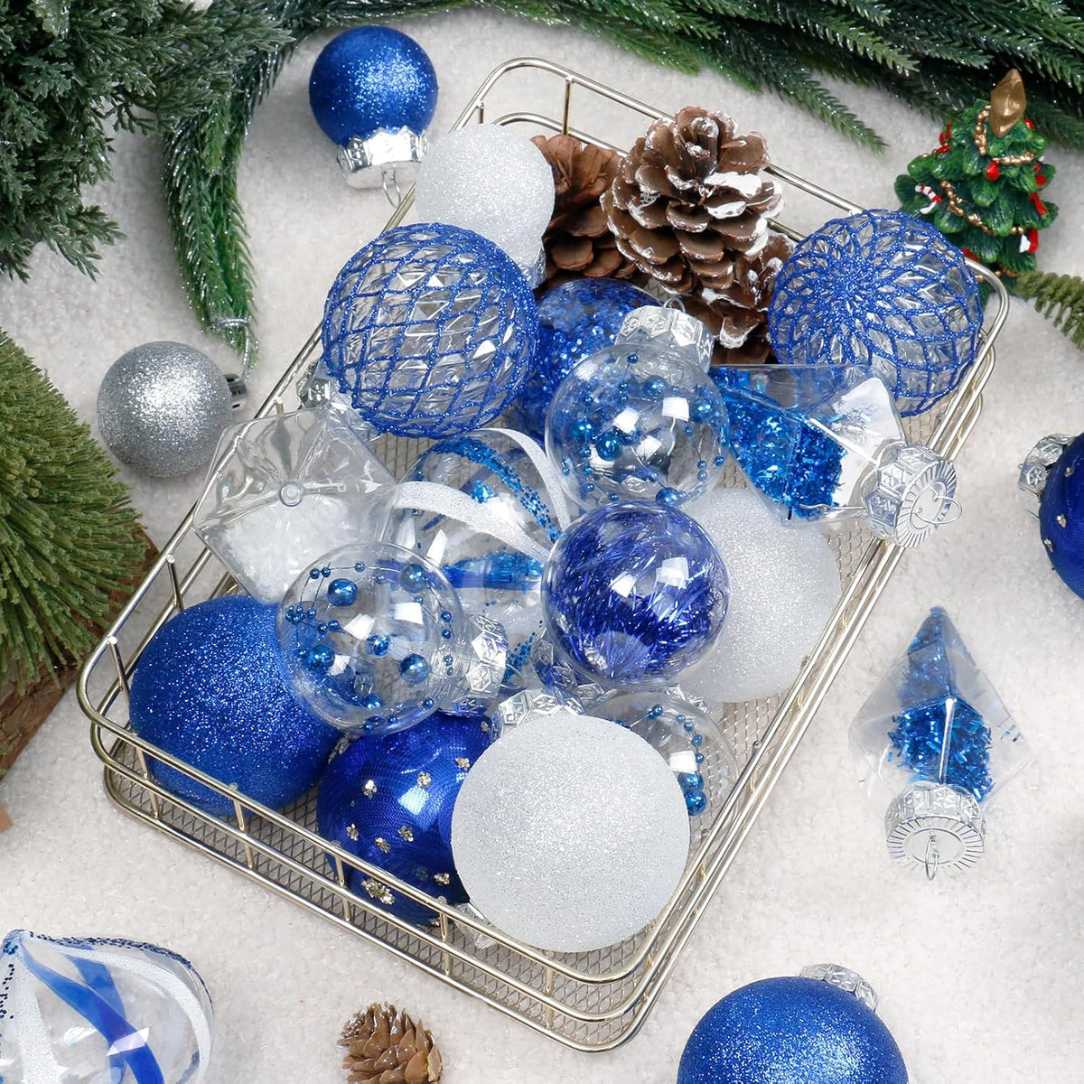 Christmas Ball Ornaments Set, 34PCS Clear Plastic Shatterproof Christmas Ornaments for Xmas Tree