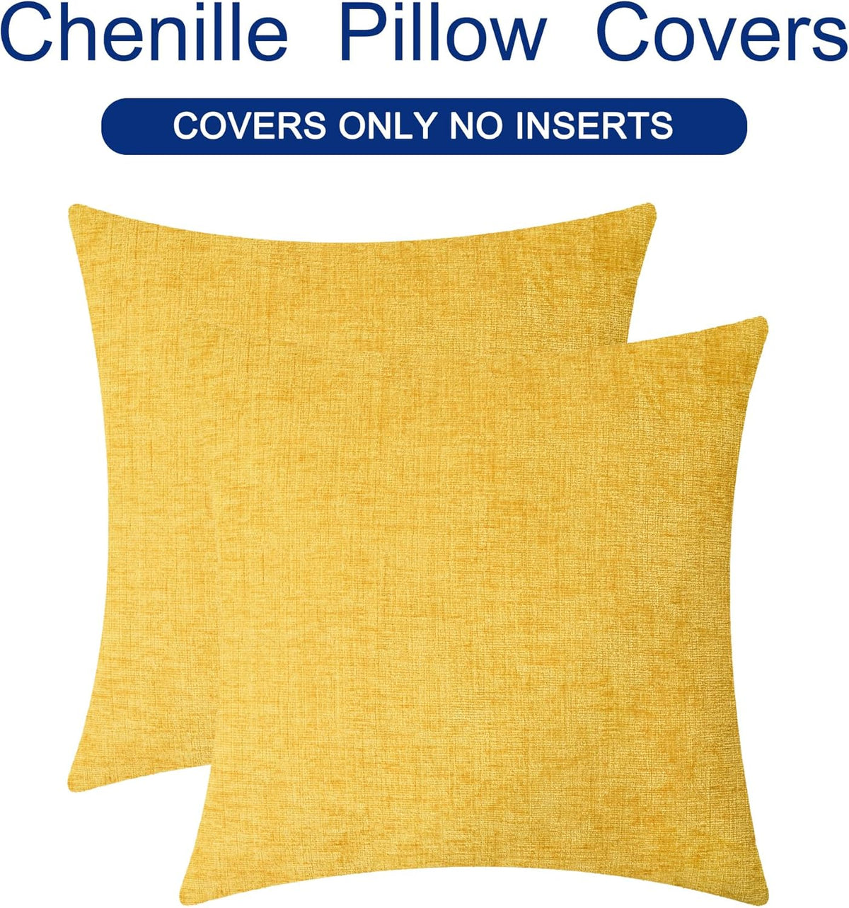CaliTime Throw Pillow Covers Decorative 20 X 20 Inches Pack of 2 Cozy Chenille Cushion Cases for