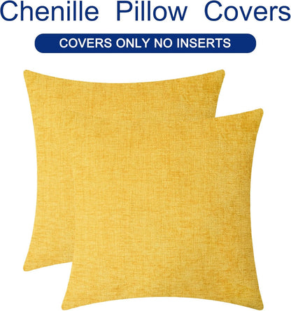 CaliTime Throw Pillow Covers Decorative 22 X 22 Inches Pack of 2 Cozy Chenille Cushion Cases for