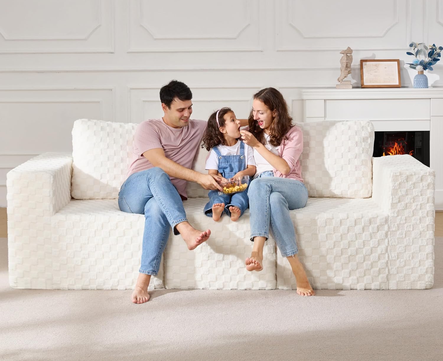 Modular Sectional Sofa 3-Seater Modular Couch with Deep Seat Memory Foam Cloud Chair with Pillows