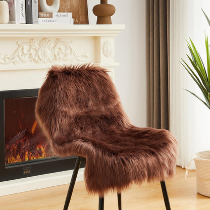 AMTOVO Faux Fur Rug, Coffee Small Area Rug, Fluffy Sheepskin Rug, Fuzzy Ultra Soft 2 x 3 ft Shag