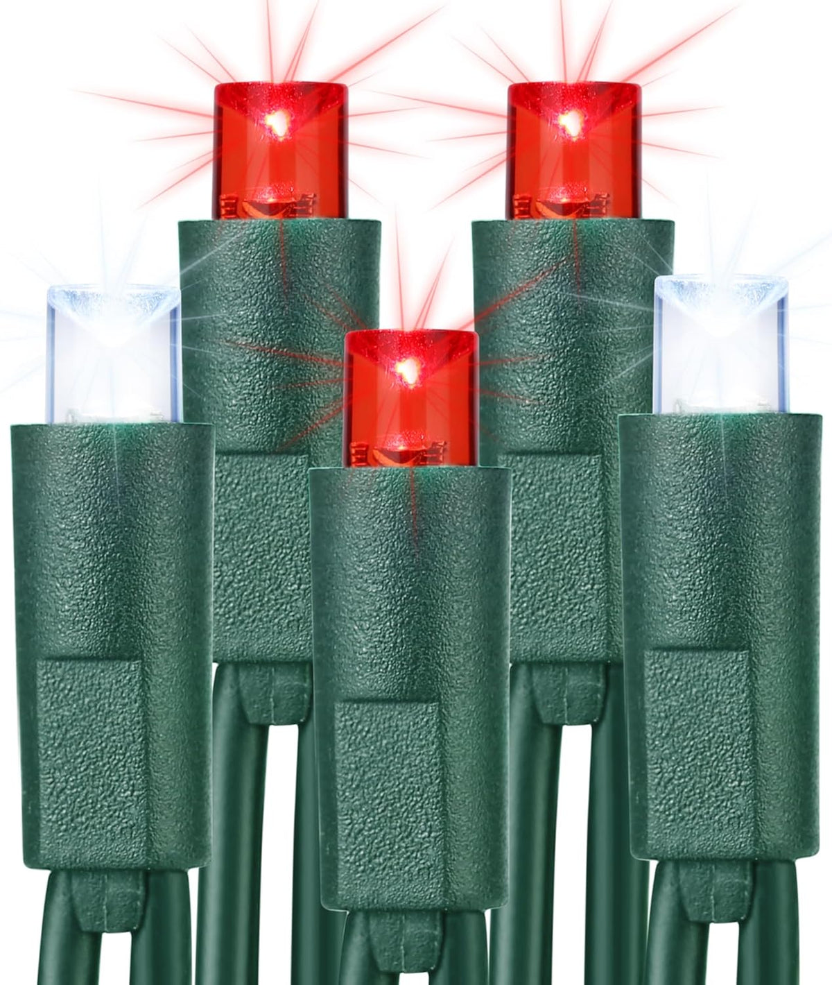 Brizled Red & White Christmas Lights, 33ft 100 LED Christmas String Lights, 5MM Wide Angle Xmas