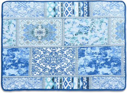 NEWLAKE Quilted Cotton Bed Pillowcases,Blue Classic Bohemian Pattern, 2 Pieces, 20x36 Inch